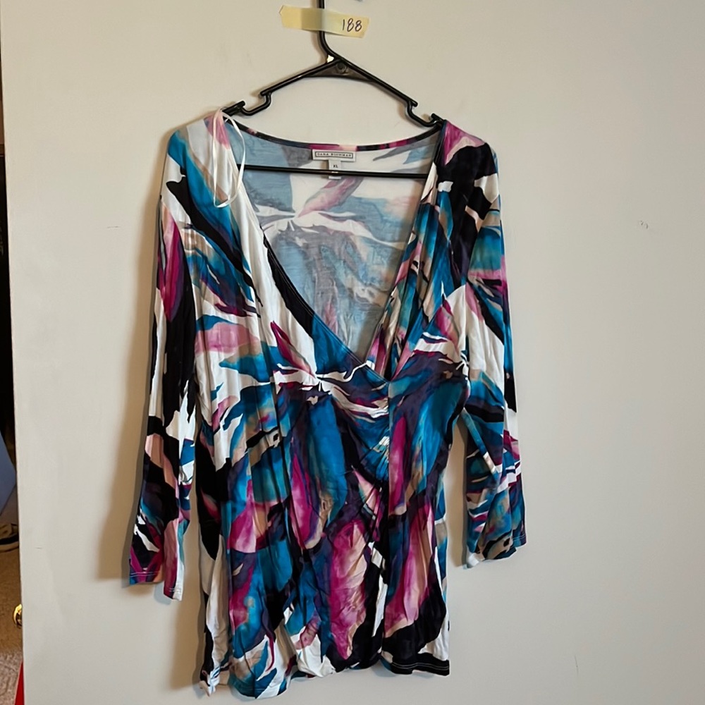 Dana buchman multi color blouse long sleeve